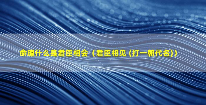 命理什么是君臣相会（君臣相见 (打一朝代名)）